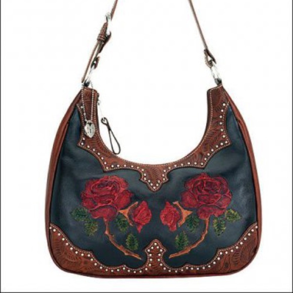 American West “Roses are Red” Scoop Top Hobo Bag